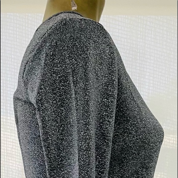 NWT Perfect Holiday TOP! Silver Shimmer UNI SLEEVE With TIES at SIDE Large - Picture 3 of 12